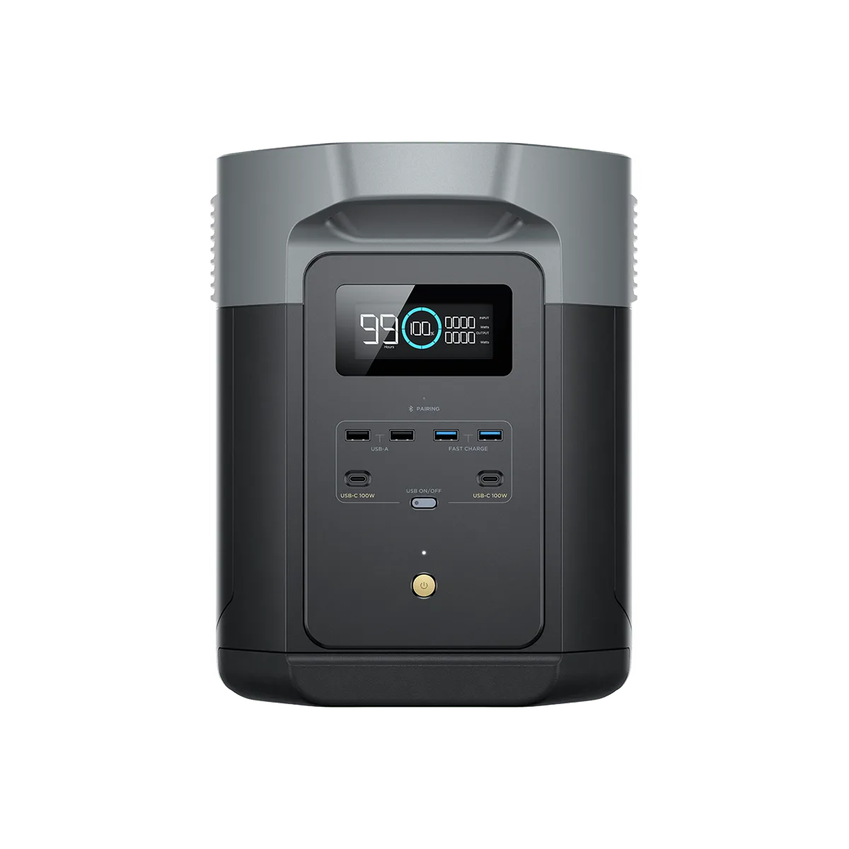 EcoFlow DELTA 2 Max portable power station front view showing display and ports