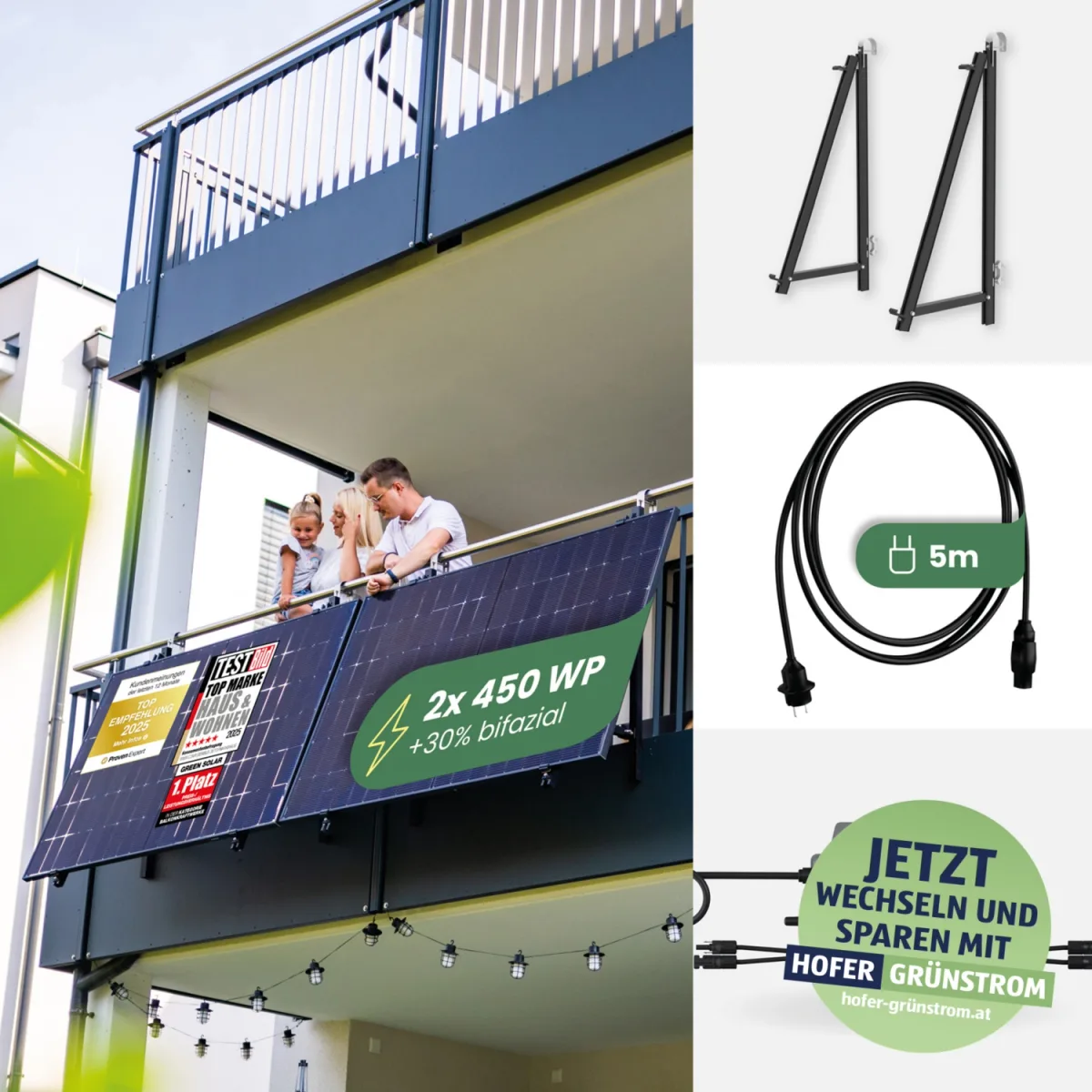 Green Solar 800W Balkonkraftwerk complete kit with two panels